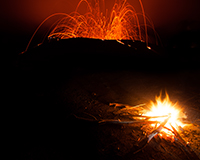 Mt Yasur Volcano at nightime provides fantastic displays