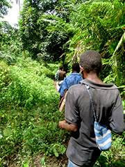 bushwaking the trail up to one of the main villages on Mount Mareun